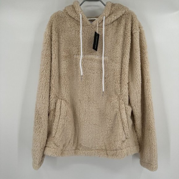 Seek Discomfort Hoodie Sweatshirt sz M Embroidered Logo Bone Sherpa Fleece NWT - Picture 1 of 7